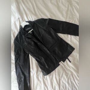 Vintage Banana Republic Women's Genuine Soft Leather Black Snap Button Blazer